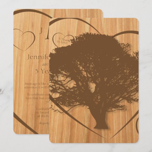 Landelijke boom 5e trouwdag uitnodiging (Voorkant / Achterkant)