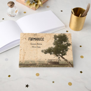 Landelijke boom rustieke vintage antieke beige boe gastenboek