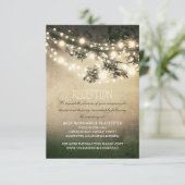 landelijke boomtakken en verlichte huwelijksrecept informatiekaartje (Staand voorkant)