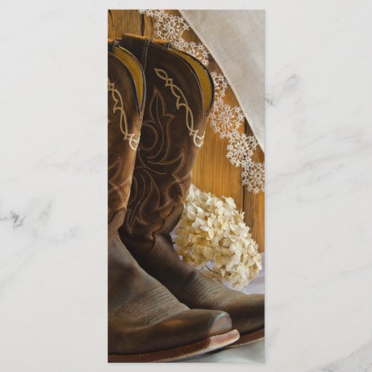 Landelijke Boots and Lace Western Wedding Programm Programmakaart (Voorkant)
