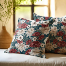 Landelijke bordeauxroze turquoise bloempatroon