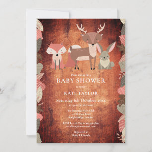 Landelijke bosdieren Baby Shower / Sprinkle Kaart