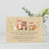 Landelijke bosdieren baby shower uitnodiging (Staand voorkant)