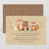 Landelijke bosdieren baby shower uitnodiging (Voorkant / Achterkant)