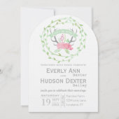 Landelijke bosgarlande herten trouwfeest kaart (Voorkant)