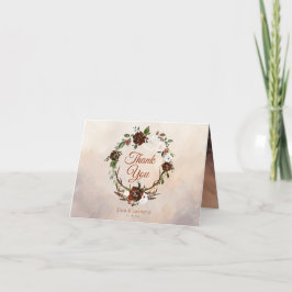 Landelijke bosveren en bloeiende bloemen bedankkaart