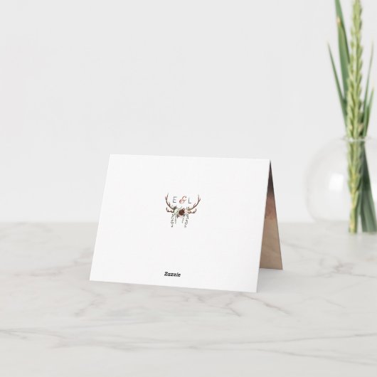 Landelijke bosveren en bloeiende bloemen bedankkaart (Achterkant)