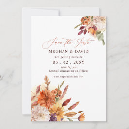 Landelijke botanische bloem terracotta herfst brui save the date