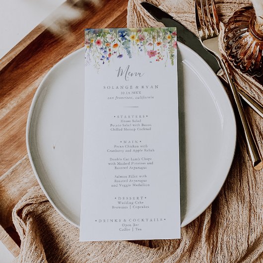 Landelijke botanische dinner in de weide menu