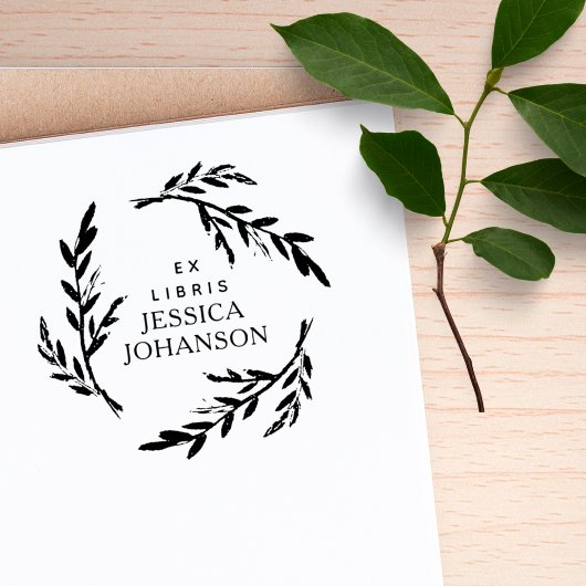 Landelijke botanische krans Aangepaste Ex Libris B Rubberstempel
