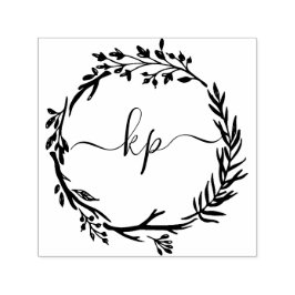 Landelijke botanische krans elegante initialen  zelfinktende stempel