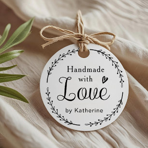 Landelijke botanische krans handgemaakt met liefde bedankjes labels