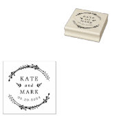 Landelijke Botanische Trouw Monogram Naam Rubberstempel (Gestempeld)