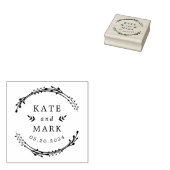 Landelijke Botanische Trouw Monogram Naam Rubberstempel (Gestempeld)