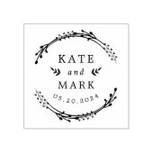 Landelijke Botanische Trouw Monogram Naam Rubberstempel (Afrduk)