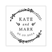 Landelijke Botanische Trouw Monogram Naam Rubberstempel (Afrduk)