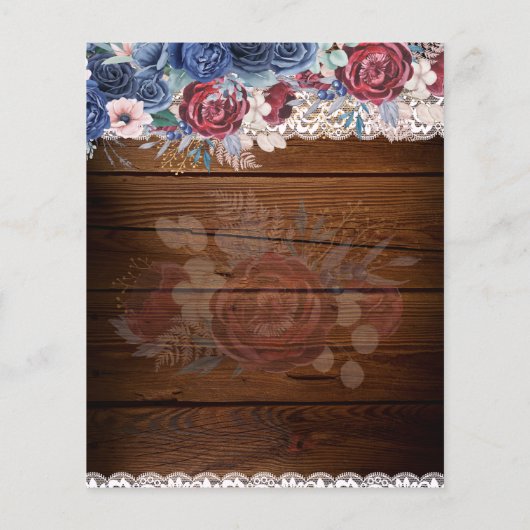 Landelijke Bourgondië Blauwe Bloemrijke Kanten Tro (Achterkant)