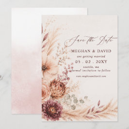 Landelijke Bourgondië Pampas Bloemrijke Herfst Bru Save The Date