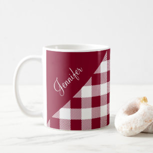 Landelijke Bourgondië Plaid Geruite Patroon Naam Koffiemok