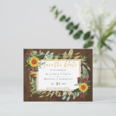 Landelijke Bourgondische Rozen Zonnebloemen Bewaar Briefkaart (Staand voorkant)