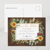 Landelijke Bourgondische Rozen Zonnebloemen Bewaar Briefkaart (Voorkant / Achterkant)