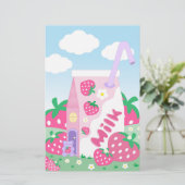 Landelijke Briefpapier voor aardbeienmelk (Staand voorkant)