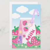Landelijke Briefpapier voor aardbeienmelk (Voorkant / Achterkant)