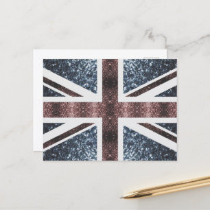 Landelijke Britse vlag rood blauw glinstert glitte Briefkaart