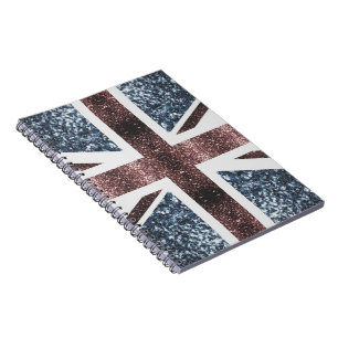 Landelijke Britse vlag rood blauw glinstert glitte Notitieboek