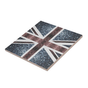 Landelijke Britse vlag rood blauw glinstert glitte Tegeltje