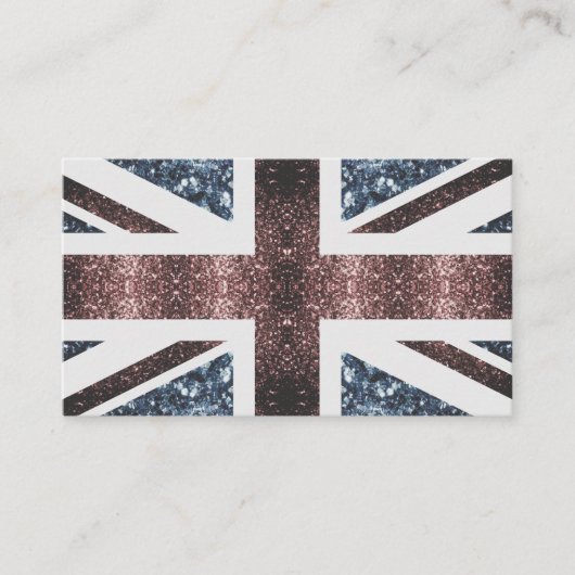 Landelijke Britse vlag rood blauw glitters glinste Visitekaartje (Voorkant)
