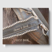 Landelijke bruiloft bruin country western paard gastenboek (Voorkant)