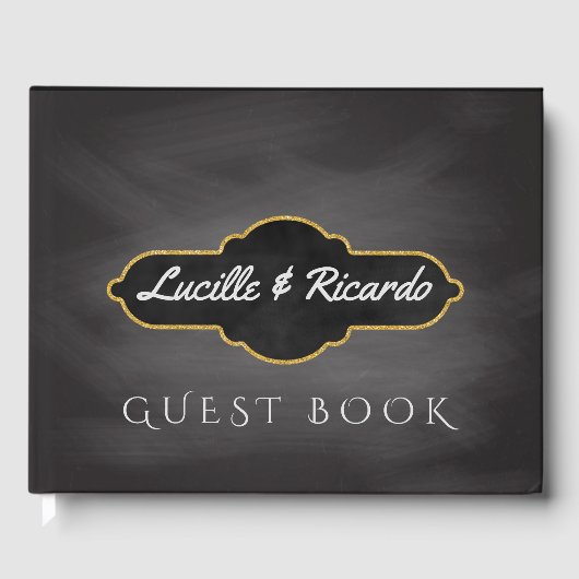 Landelijke Bruiloft | Krijtbord Monogram Gastenboek (Voorkant)