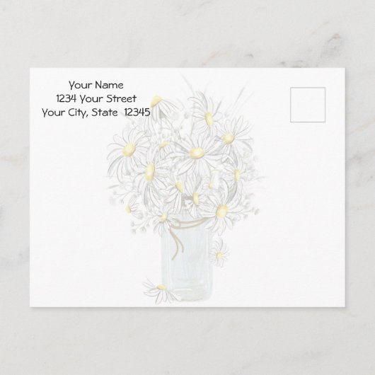 Landelijke bruiloft Mason Jar Daisies BarefootBrid Briefkaart (Achterkant)