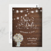 Landelijke bruiloft Mason Jar Daisies BarefootBrid Briefkaart (Voorkant / Achterkant)