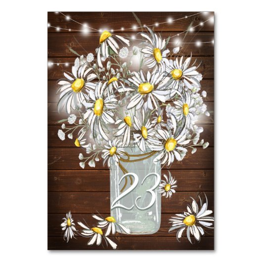 Landelijke bruiloft Mason Jar Daisies BarefootBrid Kaart (Voorkant)