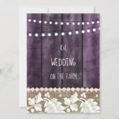 landelijke bruiloft met hout, kant, slingerlichtje kaart (Voorkant)