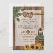 Landelijke bruiloft met zonnebloemen kaart (Voorkant)