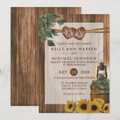 Landelijke bruiloft met zonnebloemen kaart