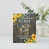 Landelijke bruiloft Rustic Wood Sunflower Inv (Staand voorkant)