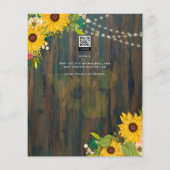 Landelijke bruiloft Rustic Wood Sunflower Inv (Achterkant)