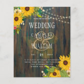 Landelijke bruiloft Rustic Wood Sunflower Inv (Voorkant)