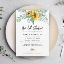 Landelijke bruiloftsborrel met zonnebloem en eucal