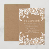 Landelijke bruiloftsreceptie met kant informatiekaartje (Voorkant / Achterkant)