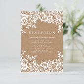 Landelijke bruiloftsreceptie met kant informatiekaartje (Staand voorkant)