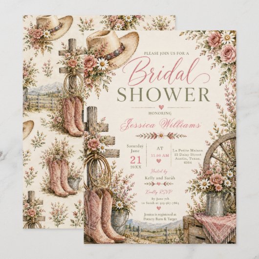 Landelijke bruiloftsshower uitnodiging (Voorkant / Achterkant)