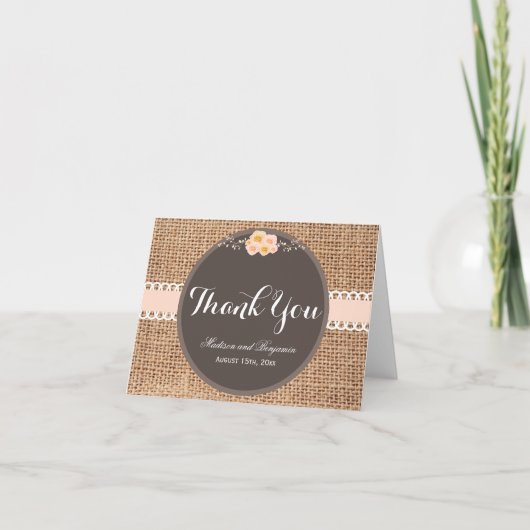 Landelijke bruine kraftpapier trouw-hartelijkdankk bedankkaart (Voorkant)