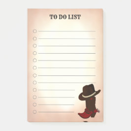 Landelijke bruine laarzen en hoed Takenlijst Post- Post-it® Notes