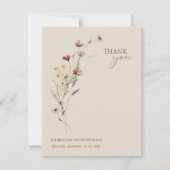 Landelijke bruine veldbloemen en vlinders bruiloft bedankkaart (Voorkant)