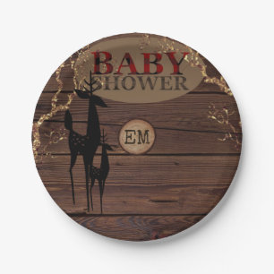 Landelijke Buffalo Plaid Baby Borrel Personalized Papieren Bordje